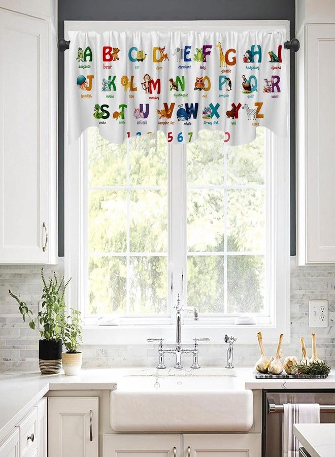 DOTOOMA 54x18 Inches Cartoon Cute Animal Alphabet Window Treatment Valance Colorful Number Theme Kids Decor Kitchen Dining Room Polyester Fabric Decorations Supplies - Image 3